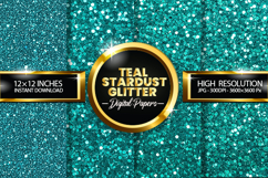 Teal Stardust Glitter Digital Papers - 04 variations Product Image 1