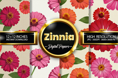 Zinnia Flower Digital Papers - 04 Variations Product Image 1