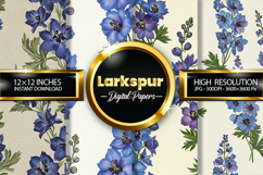 Larkspur Flower Digital Papers - 04 Variations Product Image 1
