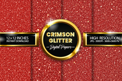 Crimson Glitter Digital Papers - 04 variations Product Image 1