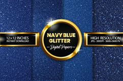 Navy Blue Glitter Digital Papers - 04 variations Product Image 1