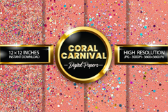 Coral Carnival Digital Papers - 04 variations Product Image 1