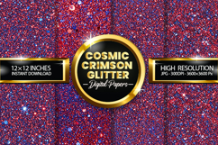 Cosmic Crimson Glitter Digital Papers - 04 variations Product Image 1