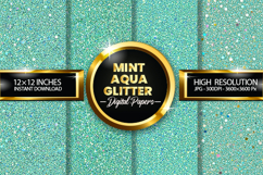 Mint Aqua Glitter Digital Papers - 04 variations Product Image 1