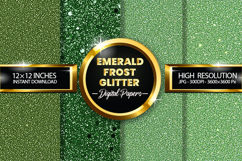 Emerald Frost Glitter Digital Papers - 04 variations Product Image 1