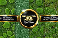 Enchanted Moss Pebbles Digital Papers - 04 variations Product Image 1