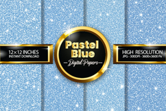 Pastel blue Glitter Digital Papers - 04 Variations Product Image 1
