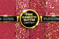 Pink Confetti Glitter Digital Papers - 04 variations Product Image 1