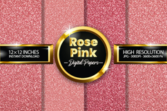 Rose Pink Glitter Digital Papers - 04 Variations Product Image 1