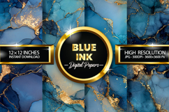 Blue Ink Digital Papers - 04 variations Product Image 1