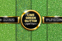 Lime Green Glitter Digital Papers - 04 variations Product Image 1