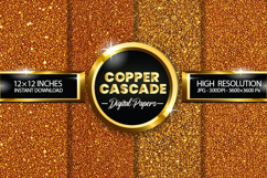 Copper Cascade Digital Papers - 04 variations Product Image 1