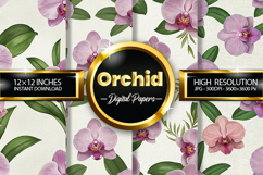 Orchid Flower Digital Papers - 04 Variations Product Image 1