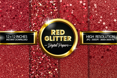 Red Gliter Digital Papers - 04 variations Product Image 1