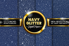 Navy Glitter Digital Papers - 04 variations Product Image 1