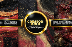 Crimson Gold Digital Papers - 04 variations Product Image 1