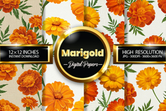 Marigold Flower Digital Papers - 04 Variations Product Image 1