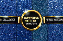 Navy Blue Glitter Digital Papers - 04 variations Product Image 1