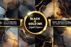 Black &amp; Gold Ink Digital Papers - 04 variation Product Image 1