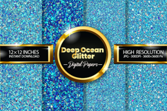 Deep Ocean Glitter Digital Papers - 04 variations Product Image 1