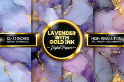 Lavender With Gold Ink Digital Papers - 04 Variations Product Image 1