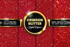 Crimson Glitter Digital Papers - 04 variations Product Image 1
