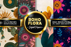 Boho Flora Digital Papers - 04 variations Product Image 1