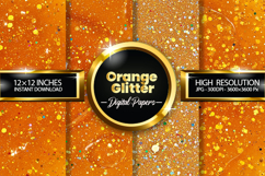 Orange Glitter Digital Papers - 04 variations Product Image 1