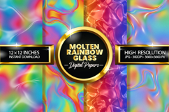 Molten Rainbow Glass Digital Papers - 04 Variations Product Image 1