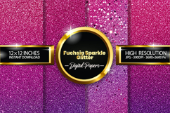 Fuchsia Sparkle Glitter Digital Papers - 04 variations Product Image 1