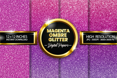 Magenta Ombre Glitter Digital Papers - 04 variations Product Image 1