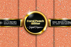 Coral Peach Glitter Digital Papers - 04 variations Product Image 1