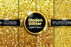 Gloden Glitter Digital Papers - 04 variations Product Image 1