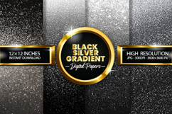 Black Silver Gradient Digital Papers - 04 var Product Image 1