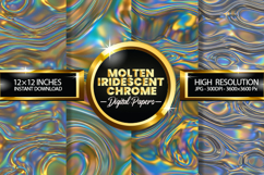 Molten Iridescent Chrome Digital Papers - 04 Variations Product Image 1