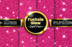 Fuchsia Glow Glitter Digital Papers - 04 Variations Product Image 1