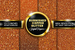 Burnished Copper Glitter Digital Papers - 04 variations Product Image 1