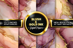 Blush &amp; Gold Ink Digital Papers - 04 variations Product Image 1