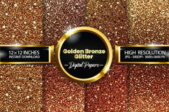 Golden Bronze Glitter Digital Papers - 04 variations Product Image 1