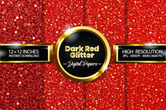 Dark Red Glitter Digital Papers - 04 variations Product Image 1