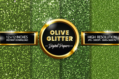 Olive Glitter Digital Papers - 04 variations Product Image 1