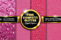 Pink Confetti Glitter Digital Papers - 04 variations Product Image 1