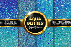 Aqua Glitter Digital Papers - 04 variations Product Image 1