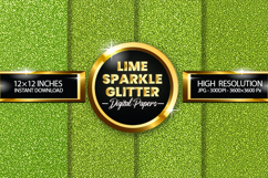 Lime Sparkle Glitter Digital Papers - 04 variations Product Image 1