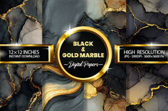 Black &amp; Gold Marble Digital Papers - 04 variations Product Image 1