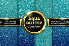 Aqua Glitter Digital Papers - 04 variations Product Image 1
