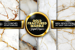 Gold Fractured Marble Digital Papers - 04 variations Product Image 1