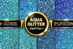 Aqua Glitter Digital Papers - 04 variations Product Image 1
