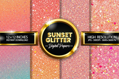 Sunset Glitter Digital Papers - 04 variations Product Image 1