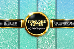 Turquoise glitter Digital Papers - 04 variations Product Image 1